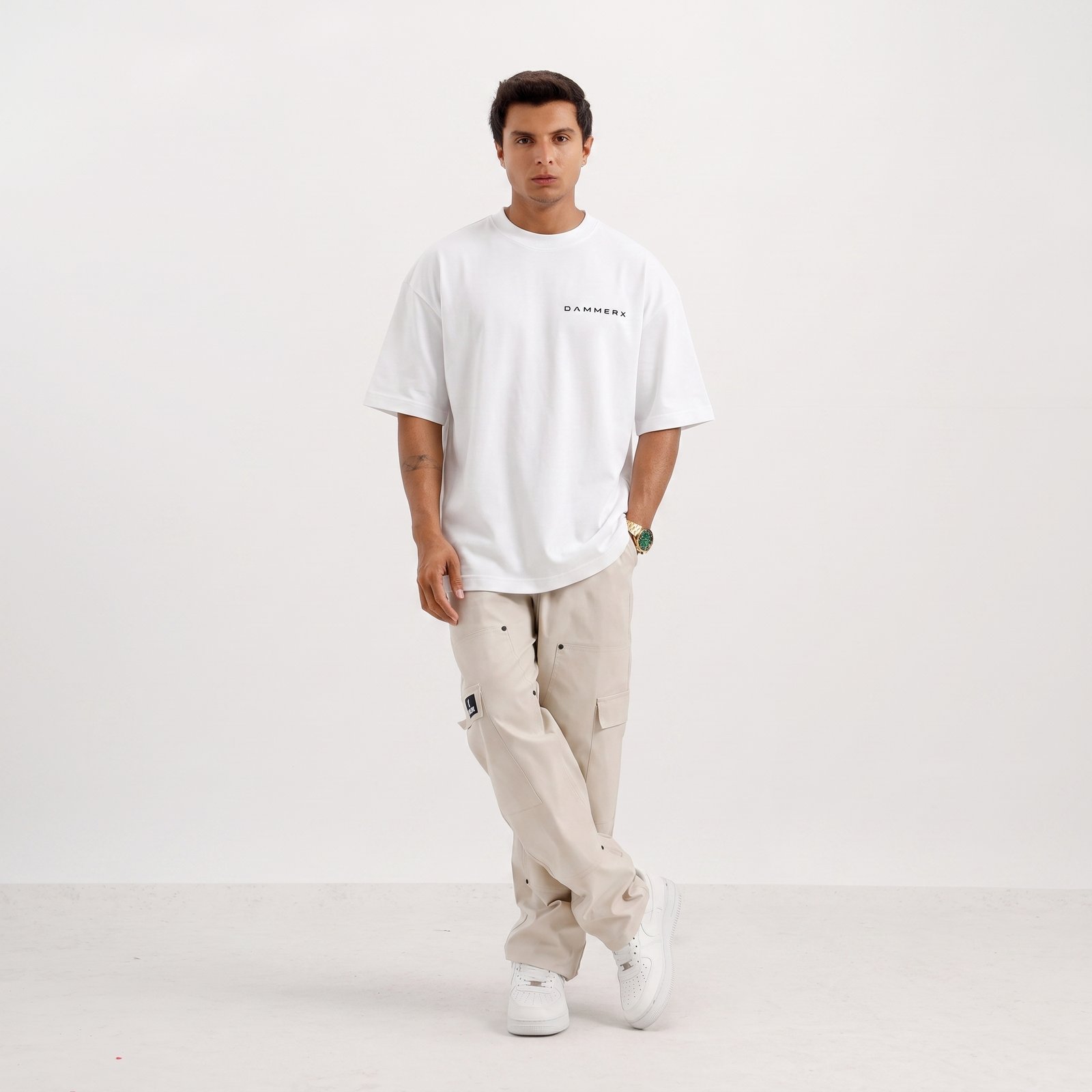 Replace_shirt_with_shirt_2K_202607281256 DX Wings Oversized T-Shirt Off White - Image 1